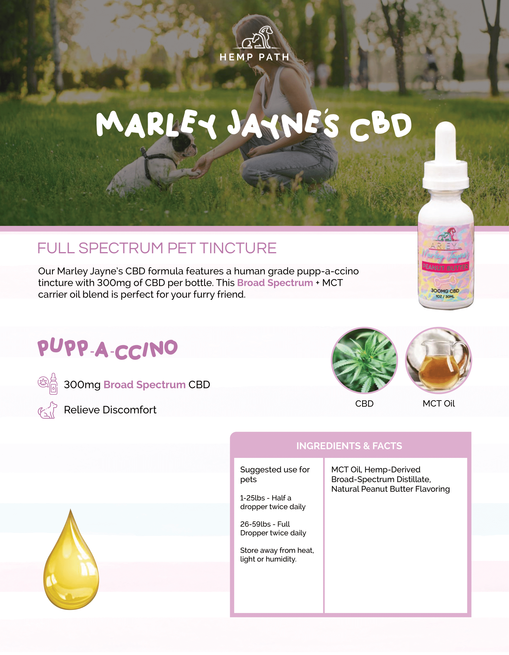 Tintura de CBD para mascotas de Marley Jayne