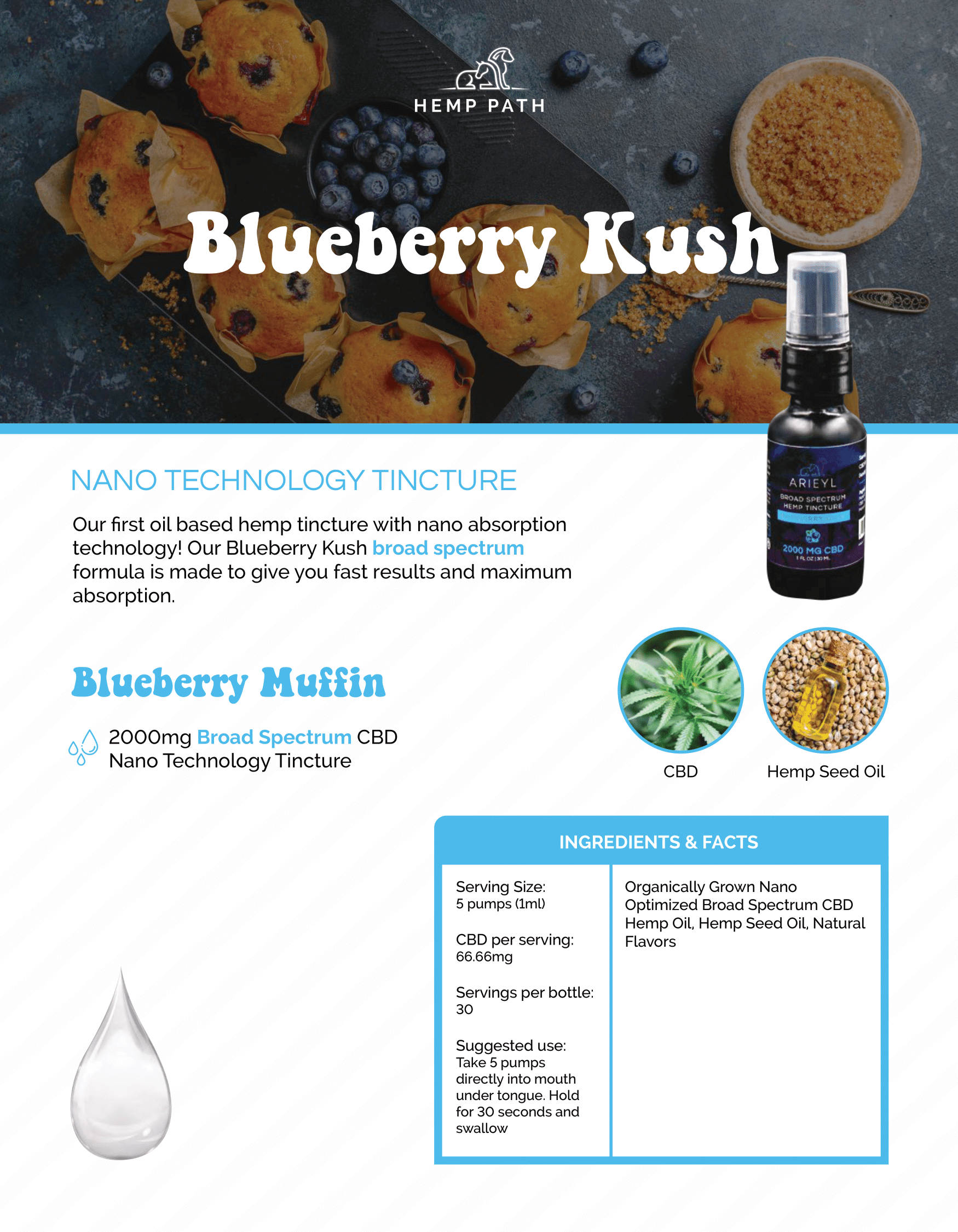 Image of Teinture à large spectre Blueberry Kush 2000 mg